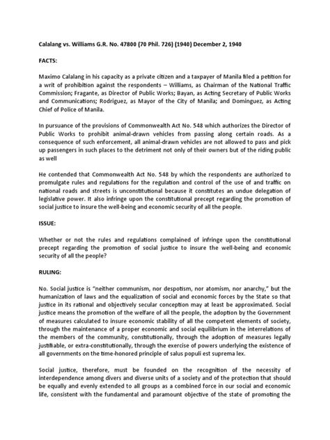 Calalang vs. Williams et al., 70 Phil., 726, No. 47800 December .